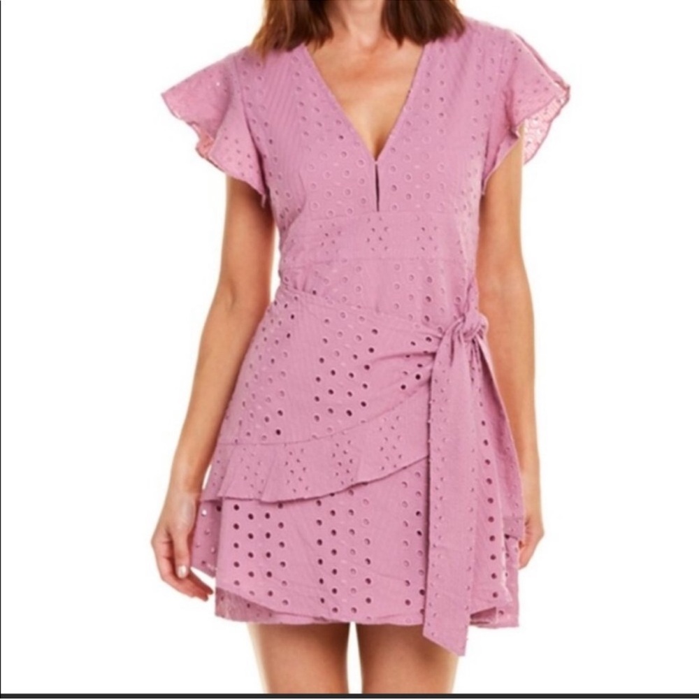 Anthropologie Dolan Lavender Patsy Eyelet Wrap Dress Size Large